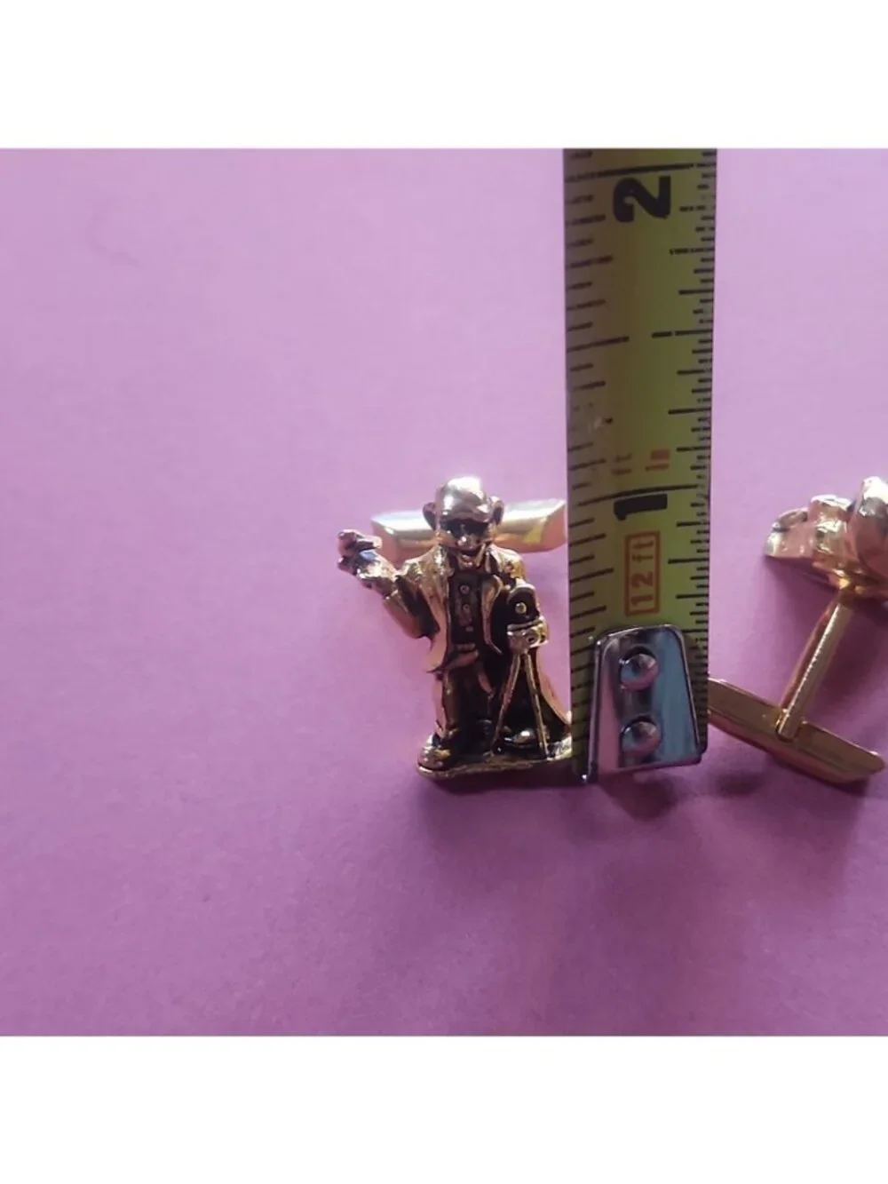 Vintage Clown Photographer Cufflinks Gold Tone Novelty Figural Circus Camera Odd